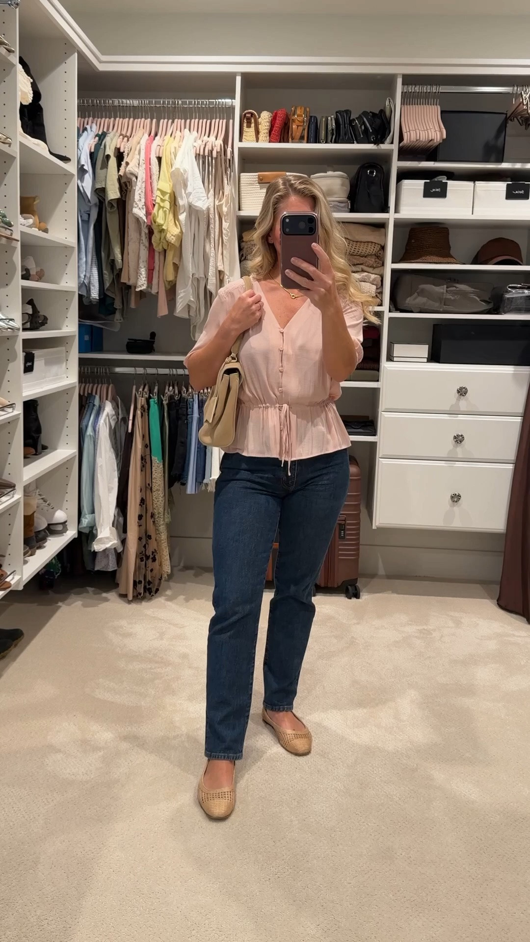 Soft pink, classic denim, and timeless accessories…an outfit formula that never goes out of style. 🌸✨

I’m mixing a few longtime favorites with investment pieces I wear on repeat:

• Borrowed in Written FRAME jeans
• An older Nordstrom blouse (I’ve linked similar options!)
• Margaux woven flats
• Monica Vinader earrings + snake chain necklace
• J.Crew suede shoulder bag

Building a wardrobe you love isn’t about buying everything new—it’s about collecting versatile pieces that work together year after year. I’ve linked this look and similar pieces in my LTK. 🤍

#LTKootd #LTKPetite