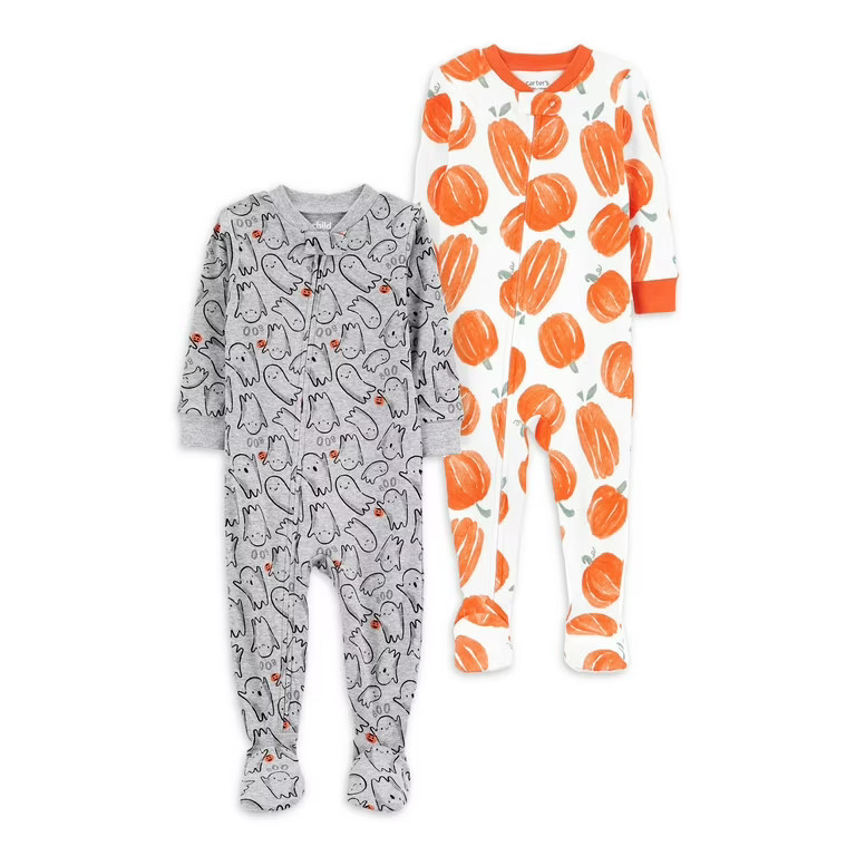 Carter's Child of Mine Baby and Toddler Unisex Halloween Footed Pajamas, 2-Pack, Sizes 12M-5T | Walmart (US)