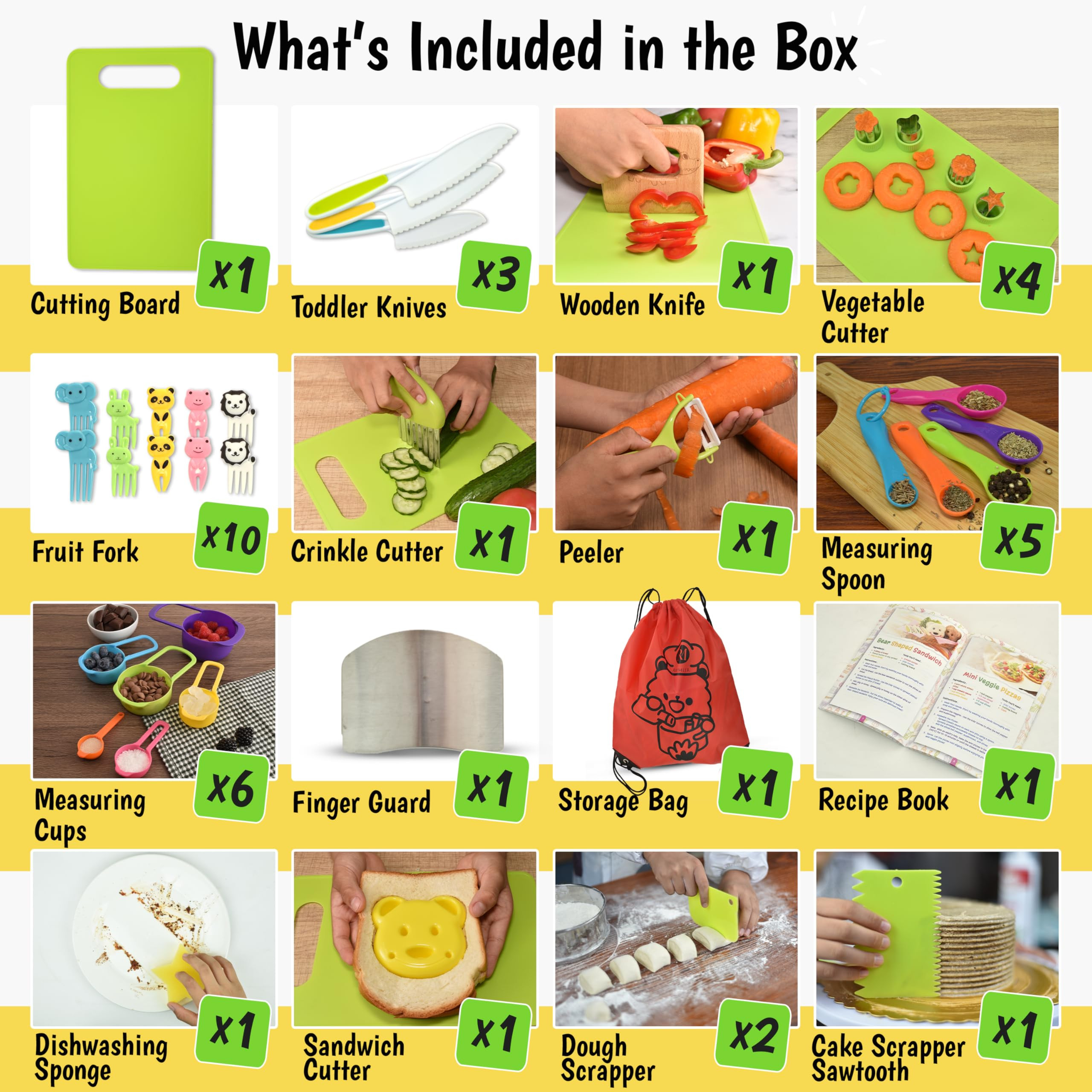 40Pcs Kids Knife set for Real Cooking - Montessori Kitchen Tools for Toddlers - Safe Kitchen Tool... | Amazon (US)