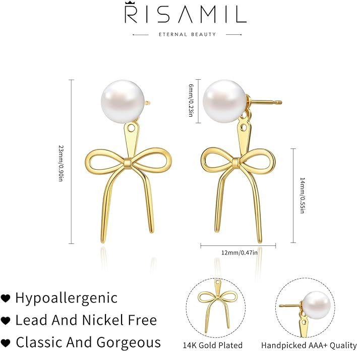 Pearl Earrings for Women Gold Hoop Earrings for Women Trendy 14K Gold Plated Pearl Huggie Earring... | Amazon (US)