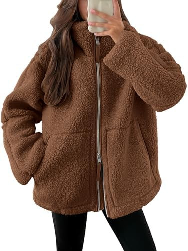ANRABESS Womens Fleece Jacket Oversized Zip Up Sherpa Fuzzy Casual Coats Winter Fall Outerwear 20... | Amazon (US)