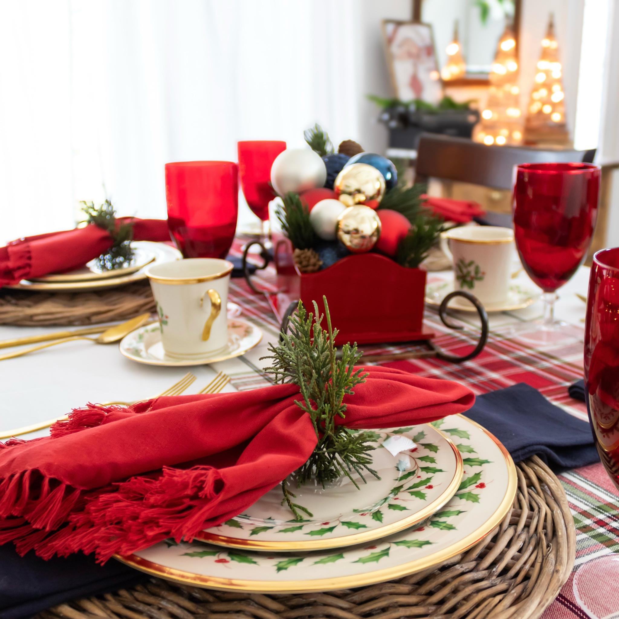 Use a sleigh filled with Christmas decorations to create a simple Christmas centerpiece 

#LTKHoliday #LTKHome #LTKStyleTip