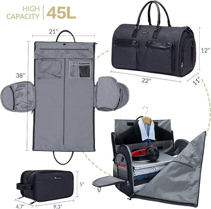 Modoker Convertible Garment Bag with Toiletry Bag, Carry On Garment Duffel Bag for Men Women Trav... | Amazon (US)