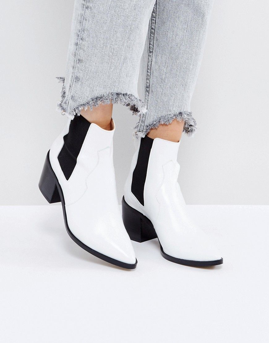 ASOS REWIND Leather Chelsea Boots - White | ASOS US