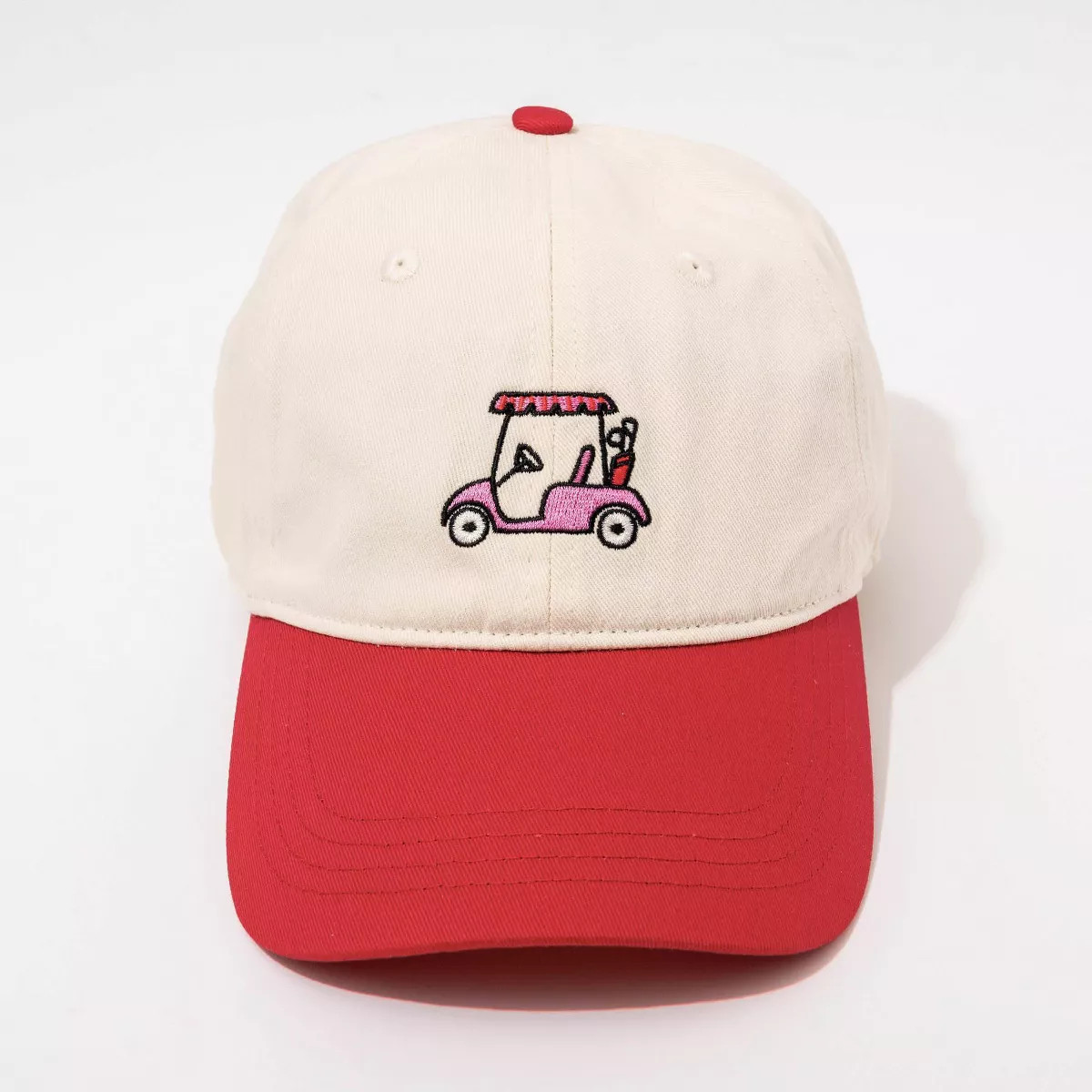 Golf Cart Hat - Frasier Sterling Cream/Red: Adjustable Woven Baseball Hat | Target