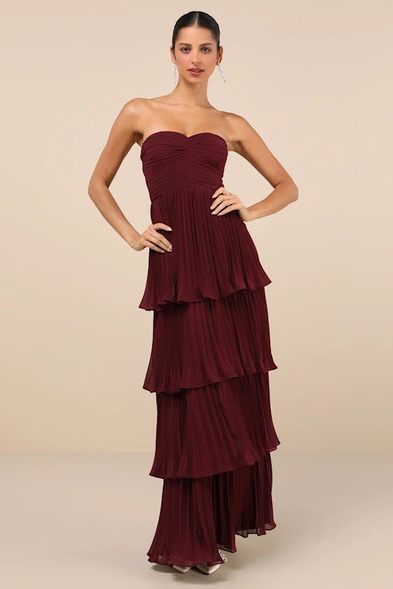 Seriously Sensational Plum Purple Strapless Tiered Maxi Dress | Lulus