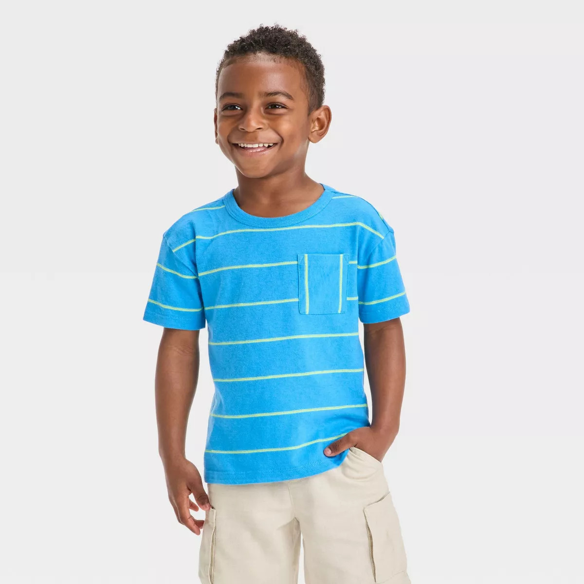 Toddler Boys' Short Sleeve Striped Jacquard Oversized T-Shirt - Cat & Jack™ | Target