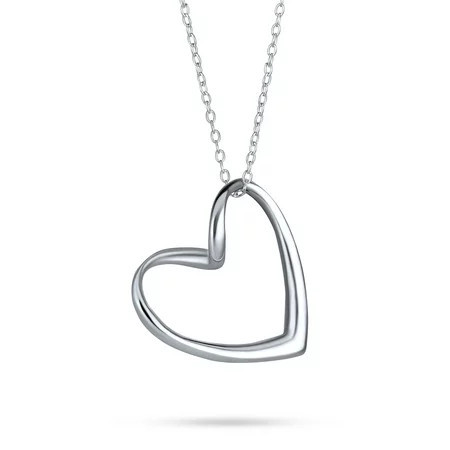 Bling Jewelry Womens Floating Open Heart Pendant Necklace Sterling Silver Chain | Walmart (US)