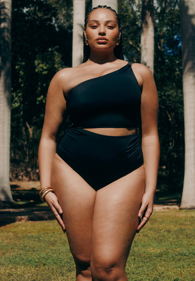 One Shoulder One Piece Swimsuit With Cutout | Eloquii