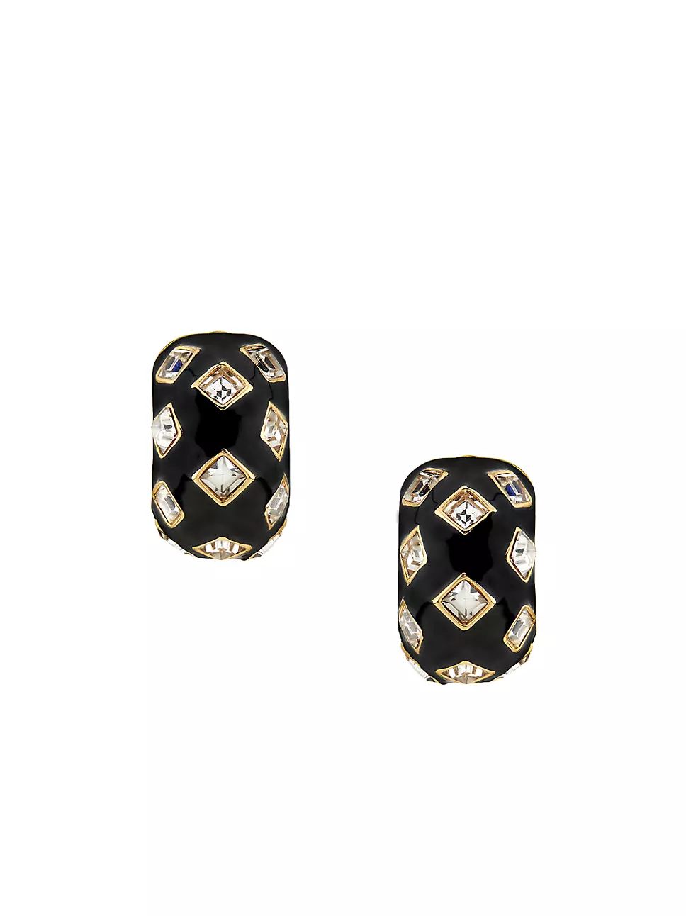 Goldtone, Enamel & Glass Crystal Clip-On Huggie Hoop Earrings | Saks Fifth Avenue