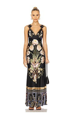 Camilla V Neck Full Length Bias Slip Dress in Ottoman Elegance from Revolve.com | Revolve Clothing (Global)