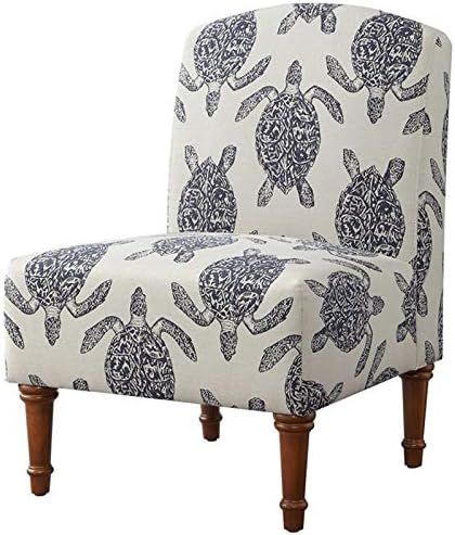 Powell Furniture Linon Hawksbill Wood Upholstered Accent Chair in Blue | Amazon (US)