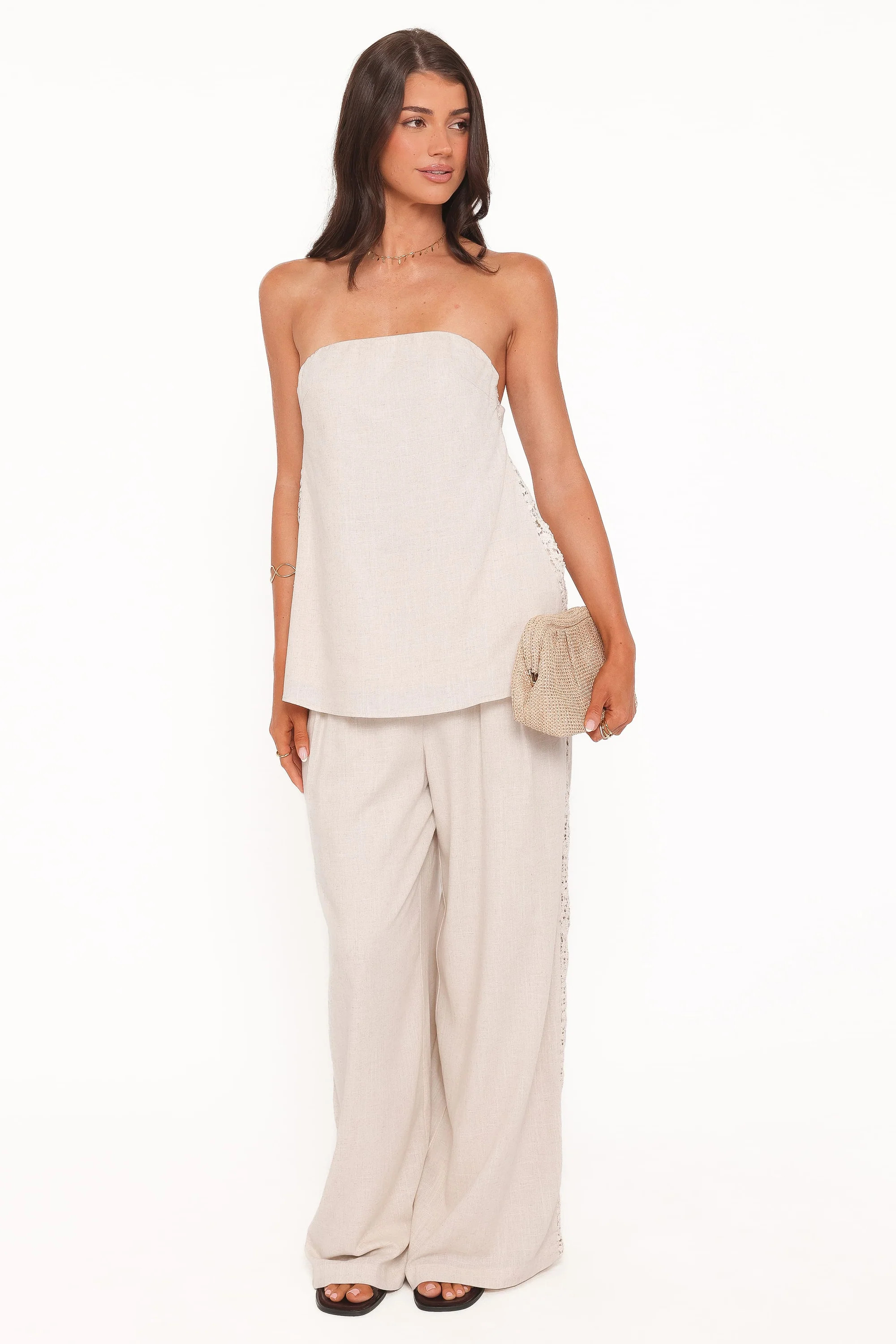 Arles Wide Leg Pants - Beige Lace | Petal & Pup (US)