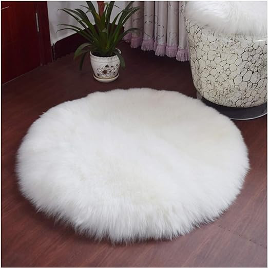 Round Mat Home Decor Faux Fur Sheepskin Rugs Kids Carpet Nursery Bedroom Fluffy Rug Shaggy Area R... | Amazon (US)