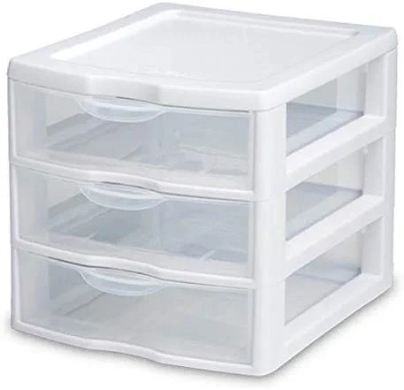 Tribello 3 Drawer Plastic Storage, Mini Drawer Unit, White Frame With Clear Drawers for Craft Sto... | Amazon (US)