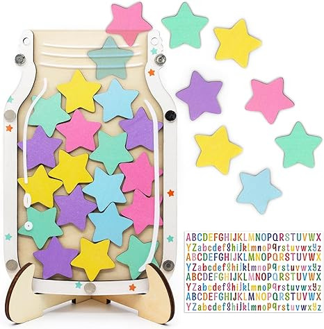 YUNFIRE Personalized Stars Reward Jar for Kids, DIY, with Colorful Letter Stickers, Potty Trainin... | Amazon (US)