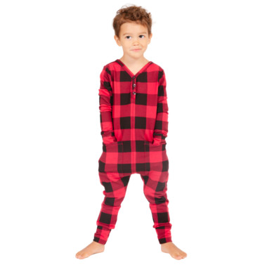 Smash + Tess The Mini Present Plaid Romper in Red Buffalo Check | Well.ca