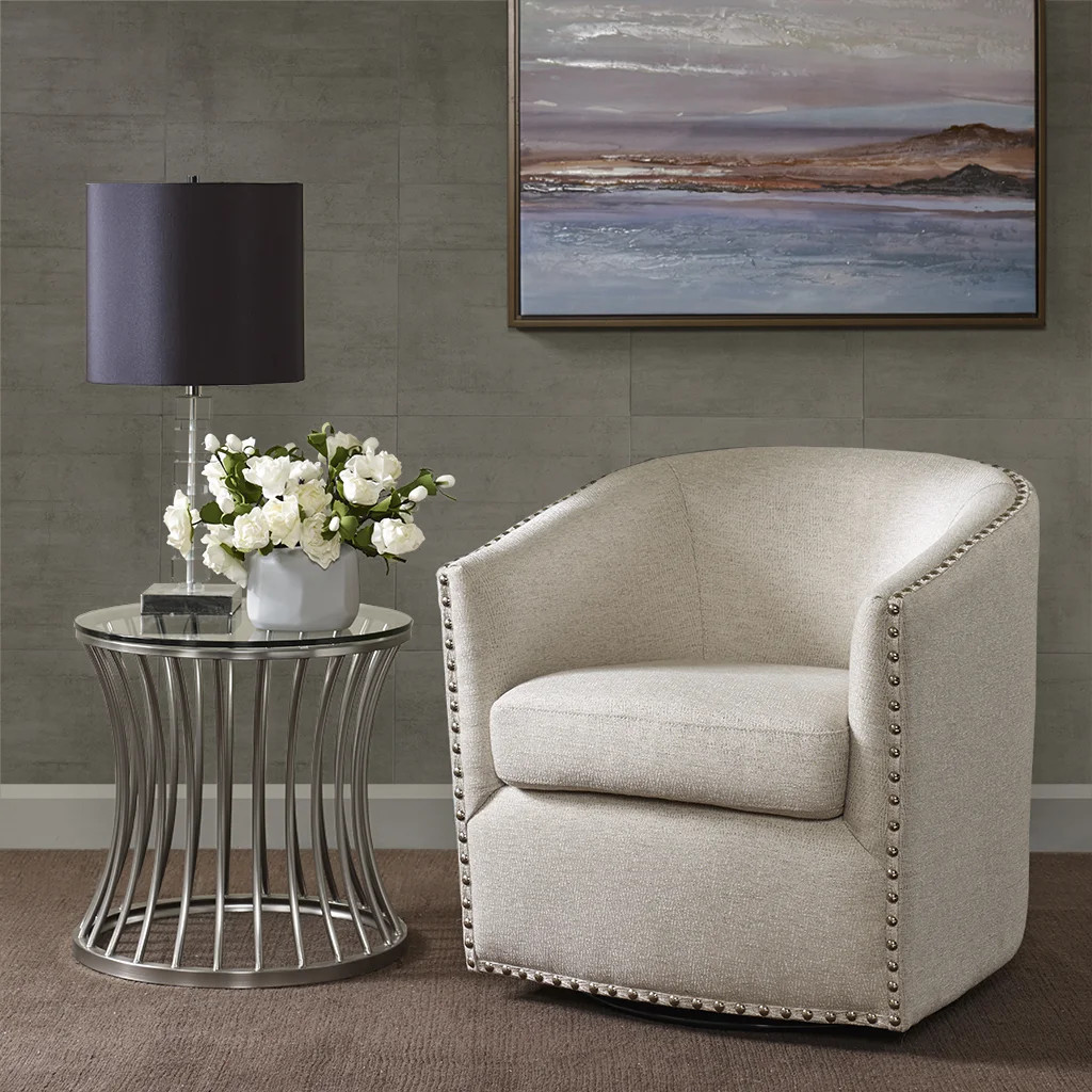 Tyler Nailhead Swivel Barrel Chair | Wayfair North America