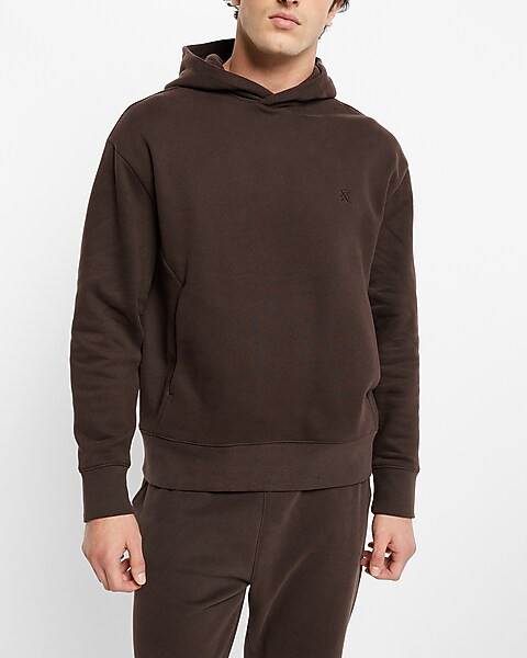 Suede Fleece X Logo Hoodie | Express