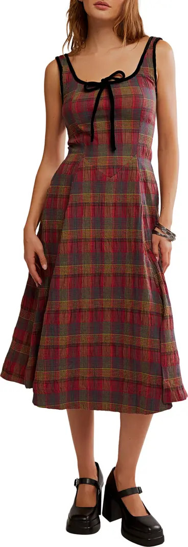 Free People Freya Plaid Bow Midi Dress | Nordstrom | Nordstrom
