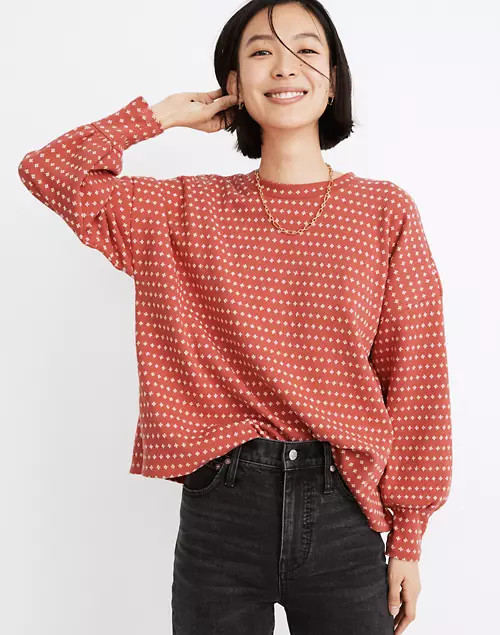 Floral Jacquard Puff-Sleeve Top | Madewell