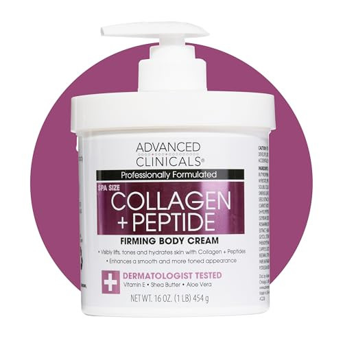 Advanced Clinicals Collagen Peptides Body Lotion & Face Moisturizer | Peptide Infused Collagen Lotion For Women & Men Helps Improve Look Of Crepey Skin, Wrinkles, & Uneven Dry Skin Texture, 16 Ounce | Amazon (US)