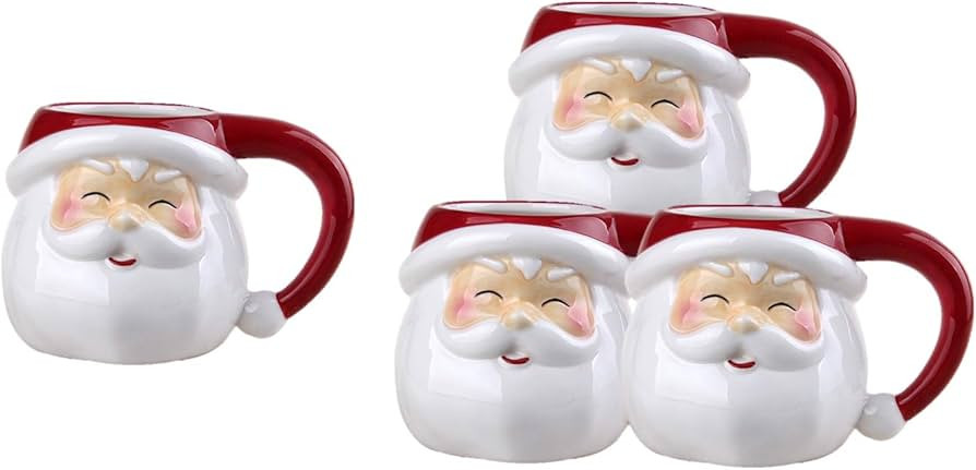 Comfy Hour Joyful Holiday Collection Santa Claus Mugs, Set of 4 Cups, Winter Christmas Gift, Cera... | Amazon (US)