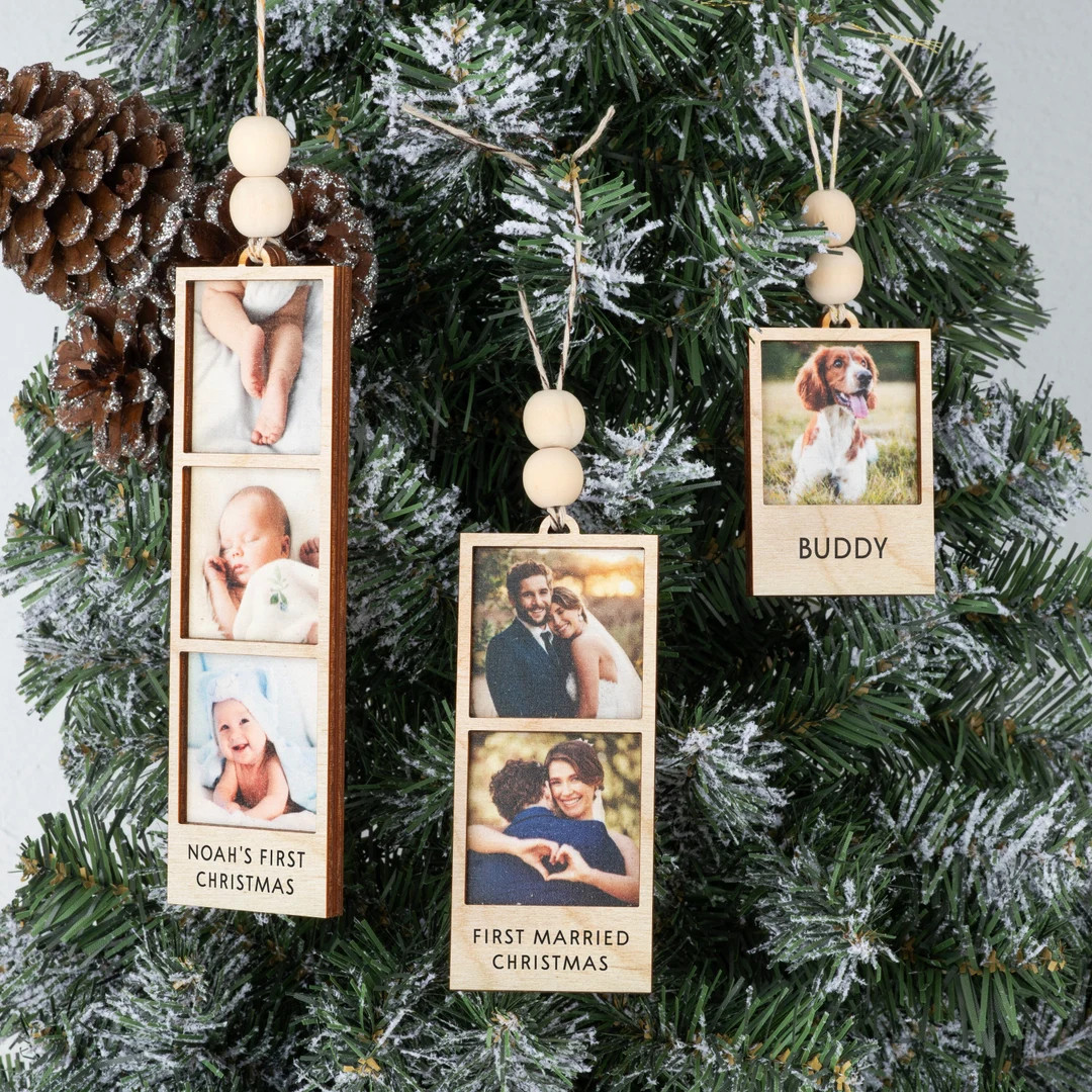 Photo Ornament, Photo Strip Ornament, Personalized Photo Strip Christmas Ornament, First Married ... | Etsy (US)