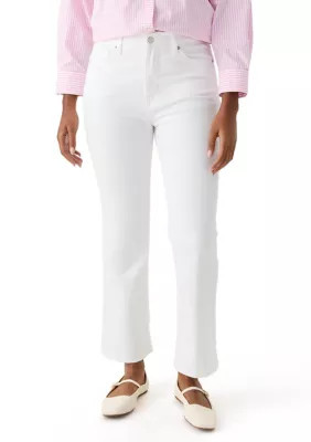 Crown & Ivy Women's Denim Kick Flare Jeans, White, 14 | Belk