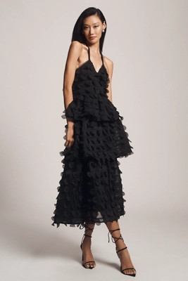 Arose Studio Genevieve Tiered Halter Midi Dress | Anthropologie (US)