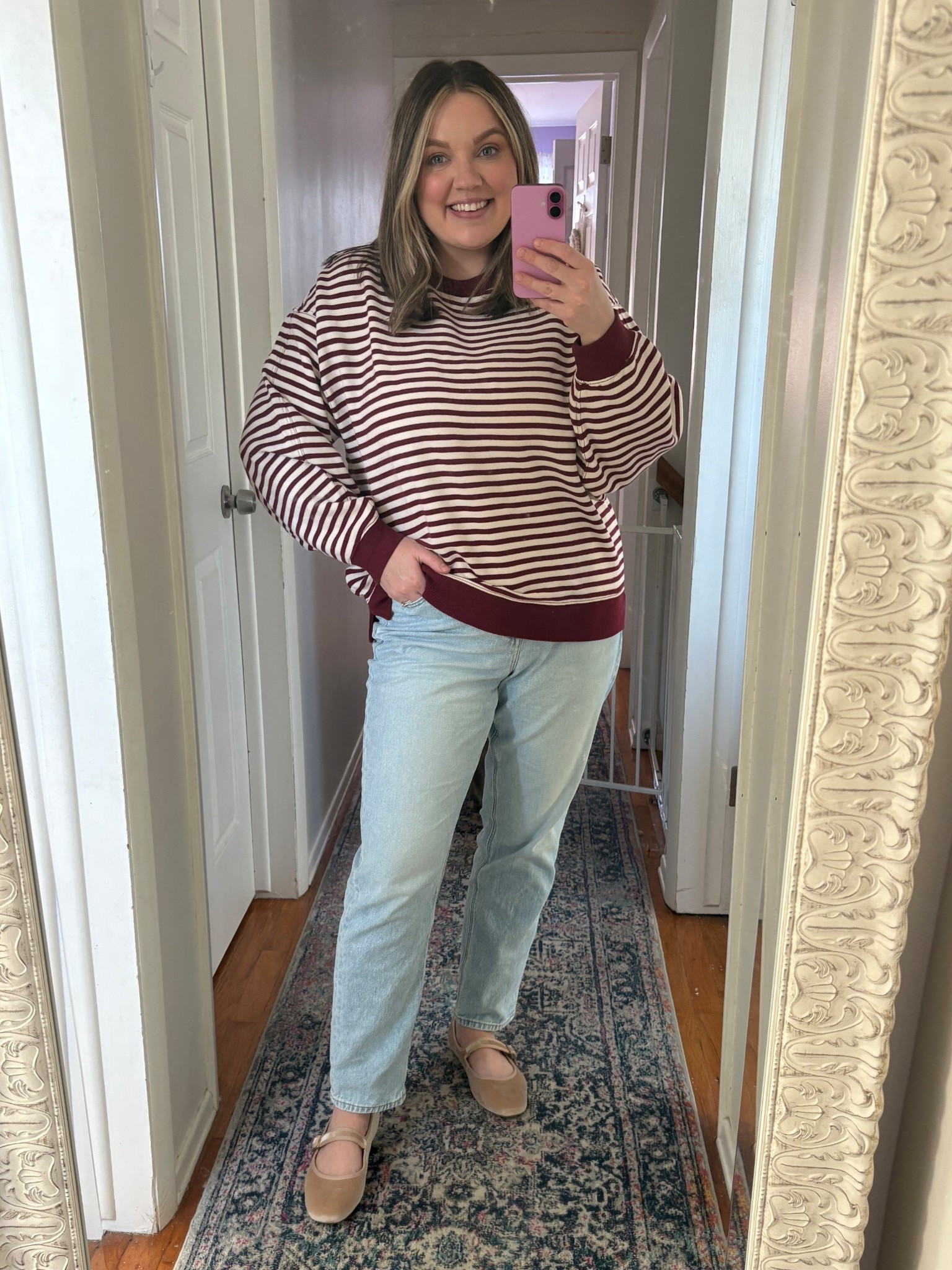 Aerie tres chic sweatshirt $29! I sized down because of the oversized fit  

Top- S 
Jeans - 14



#LTKMidsize #LTKFindsUnder50 #LTKSaleAlert