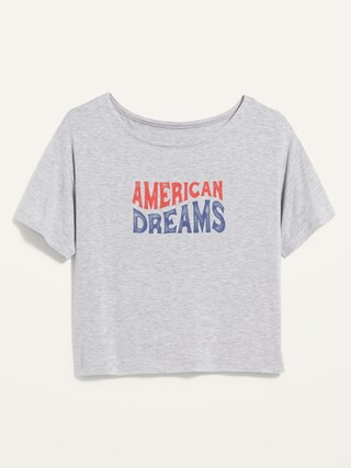 Loose Sunday Sleep Matching Graphic Cropped Pajama Top for Women | Old Navy (US)