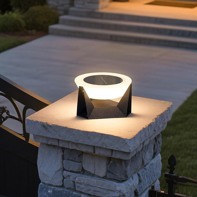 Solar Post Lights, 7.1" Outdoor Pillar Light Solar Powered, Waterproof Column Lights, 3000K LED M... | Amazon (US)