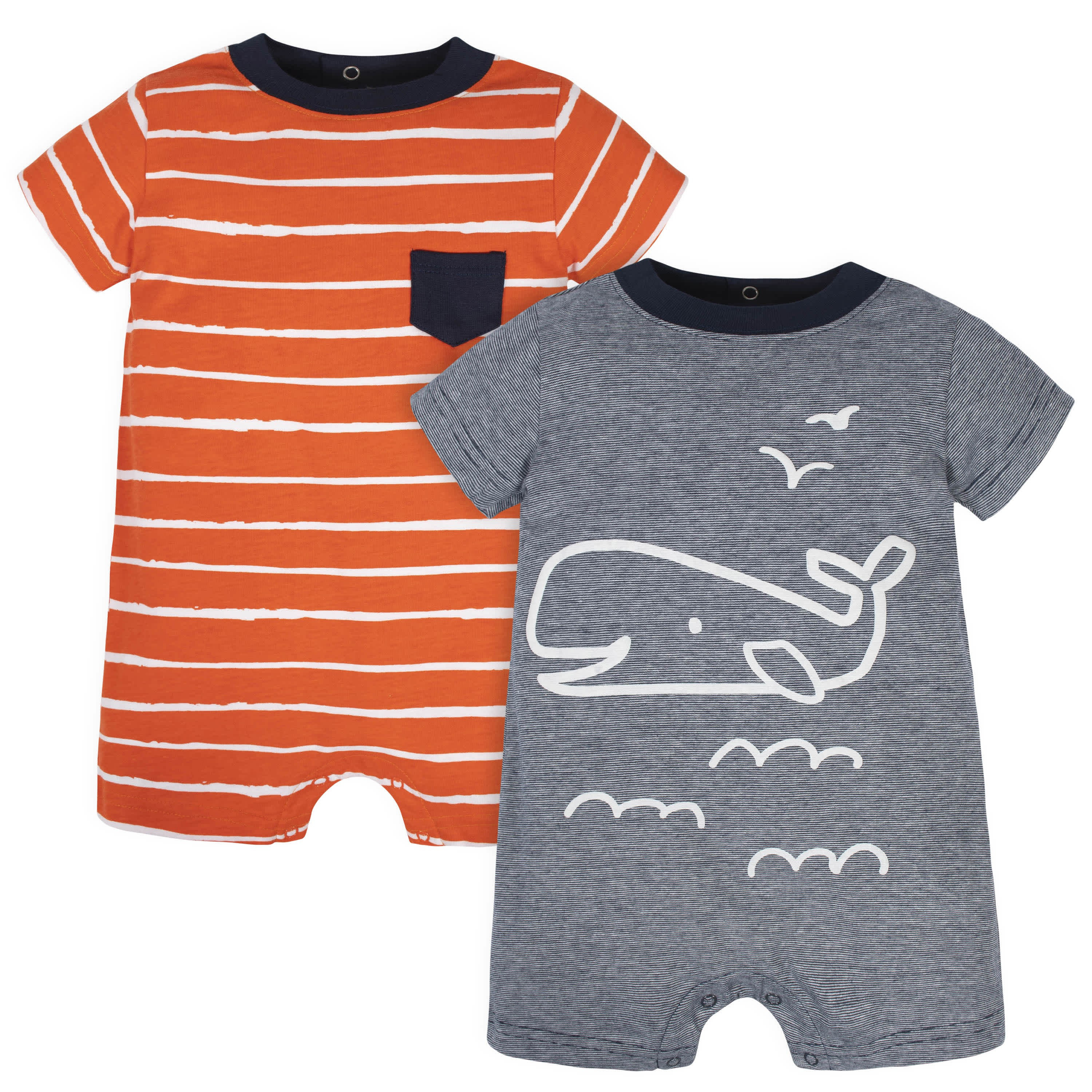 2-Pack Baby Boys Whale Rompers | Gerber Childrenswear