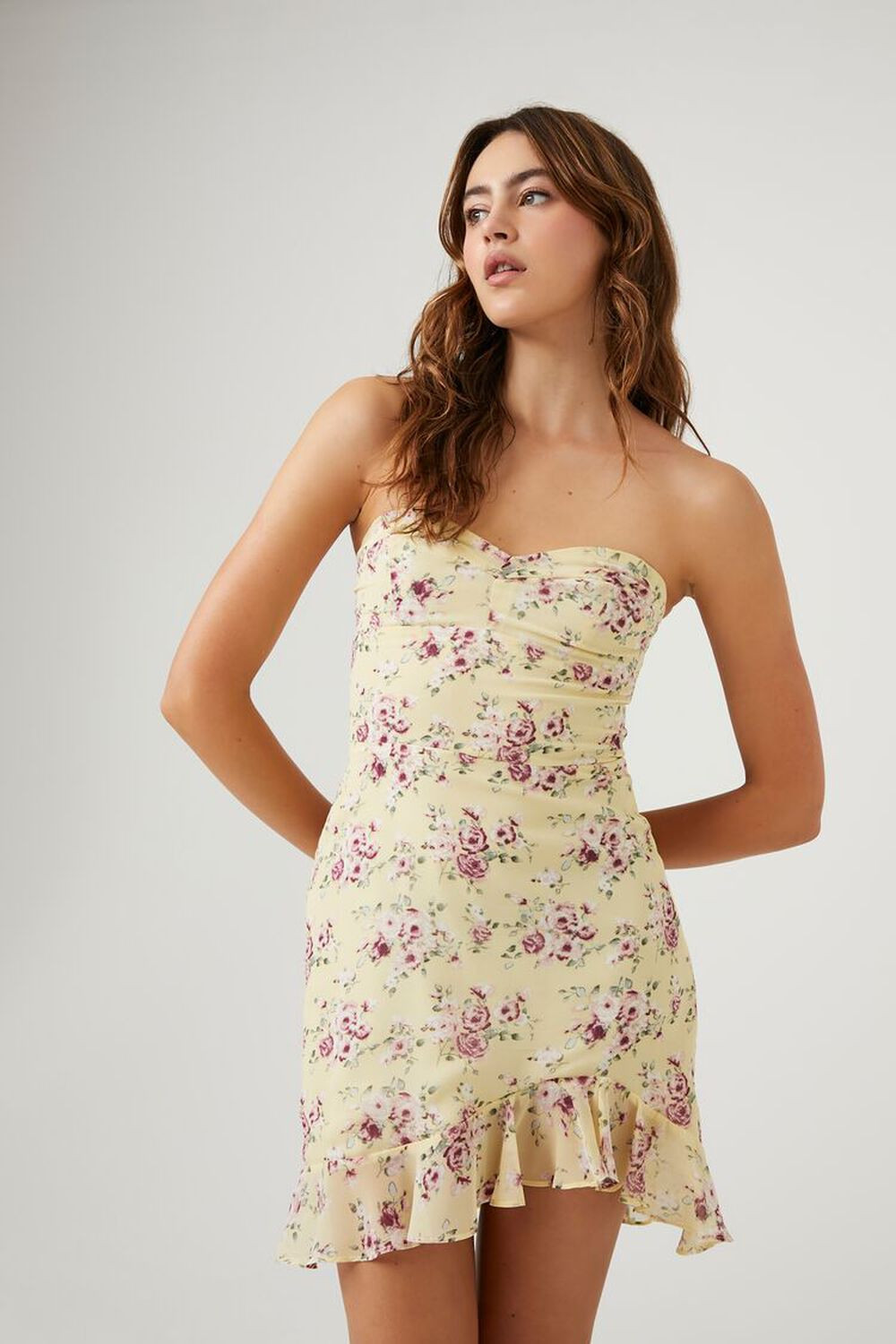Strapless Floral Print Mini Dress | Forever 21 (US)