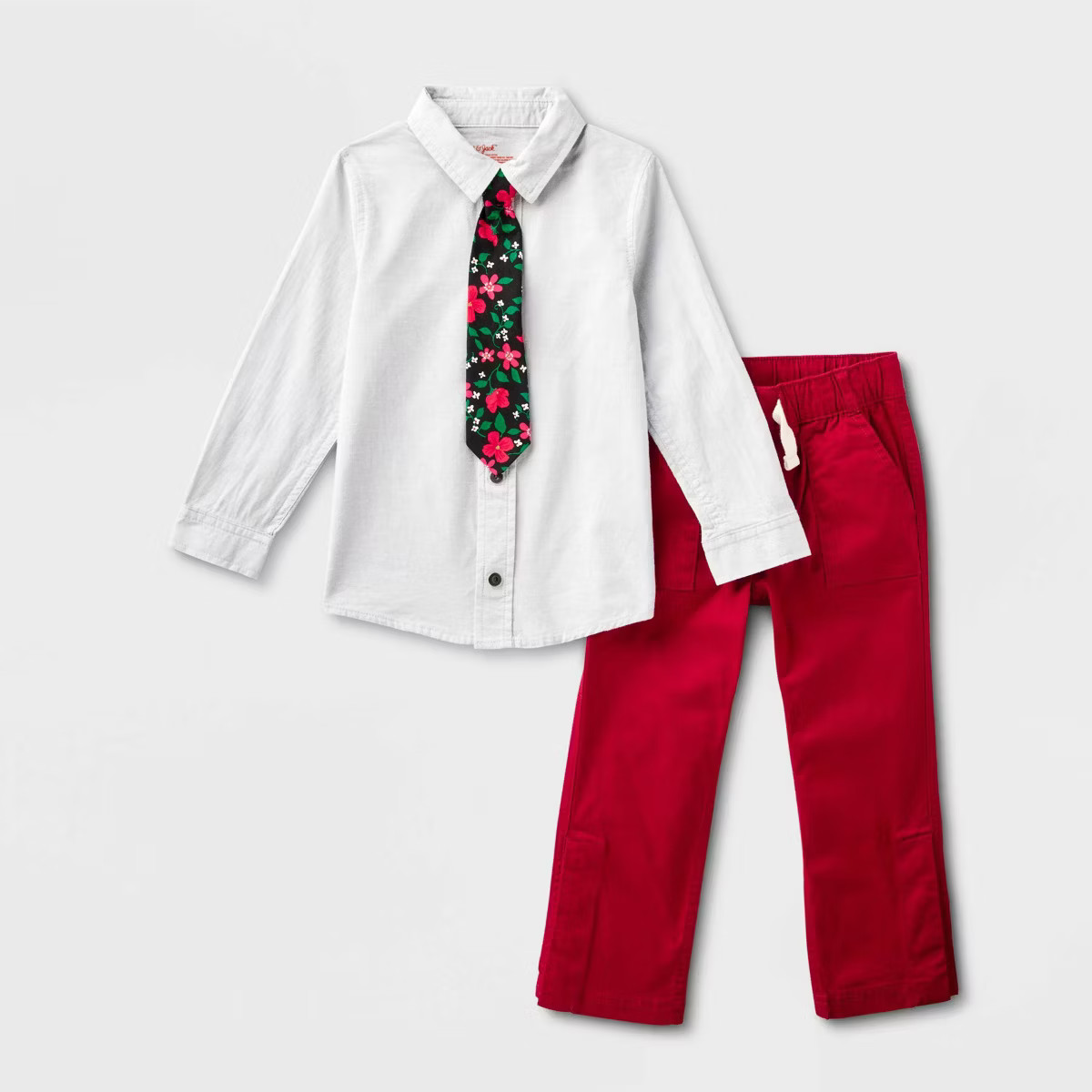 Toddler Boys' Adaptive Holiday Dress Set - Cat & Jack™ Gray/Red | Target