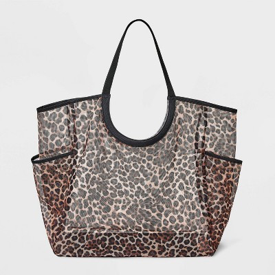 Packable Cut Out Mesh Tote Handbag - Shade & Shore™ Leopard | Target