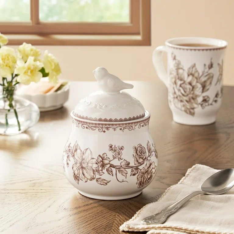 The Pioneer Woman Agatha Stoneware Sugar Bowl with Lid, Brown | Walmart (US)