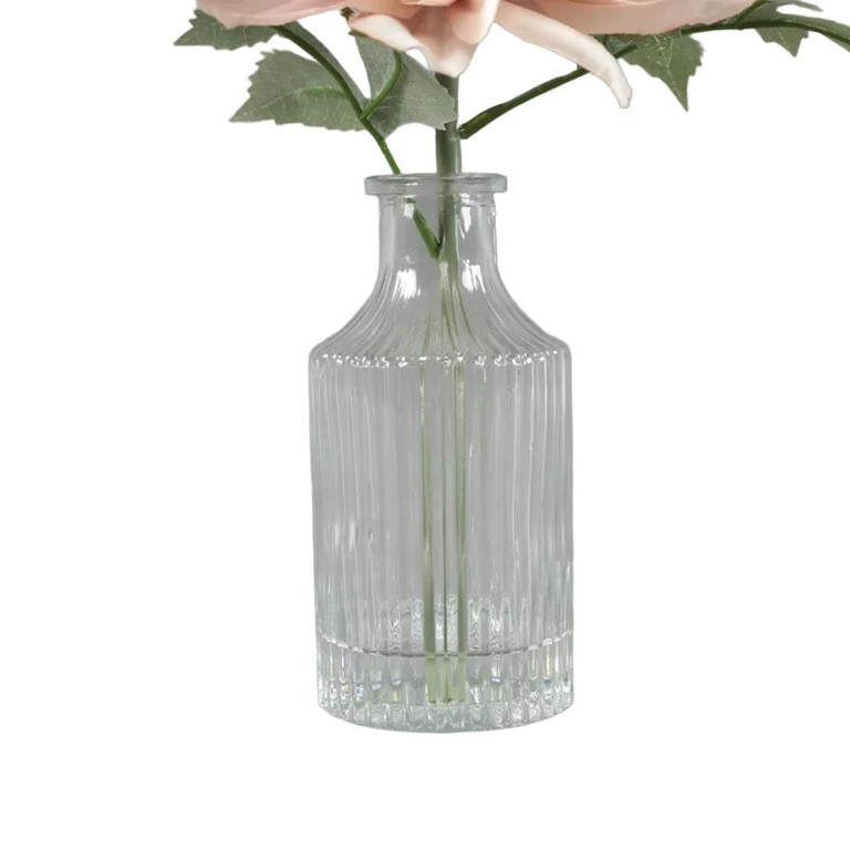Home Decor Collection 10.25" Pink Faux Peony in Glass Vase | Walmart (US)