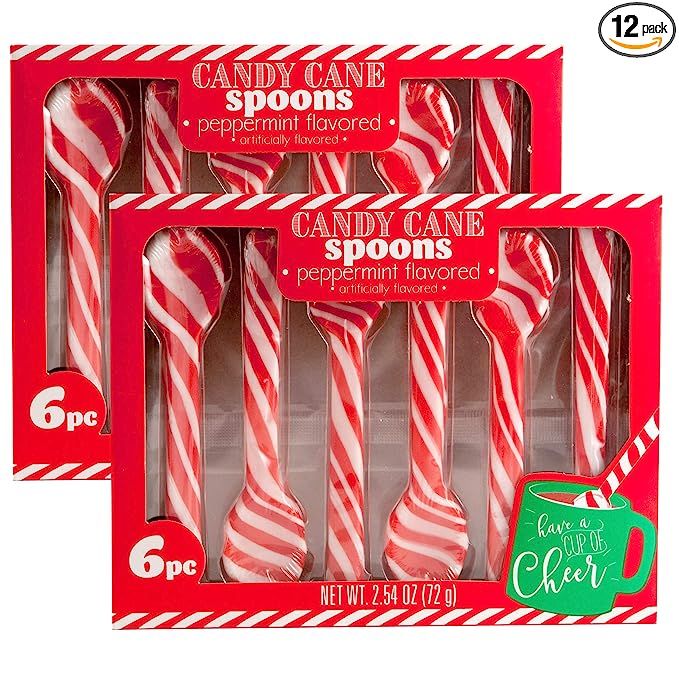 Amazon.com: Candy Cane Peppermint Spoons – 1 doz – (2 packs of 6) | Edible Candy Cane Spoons ... | Amazon (US)