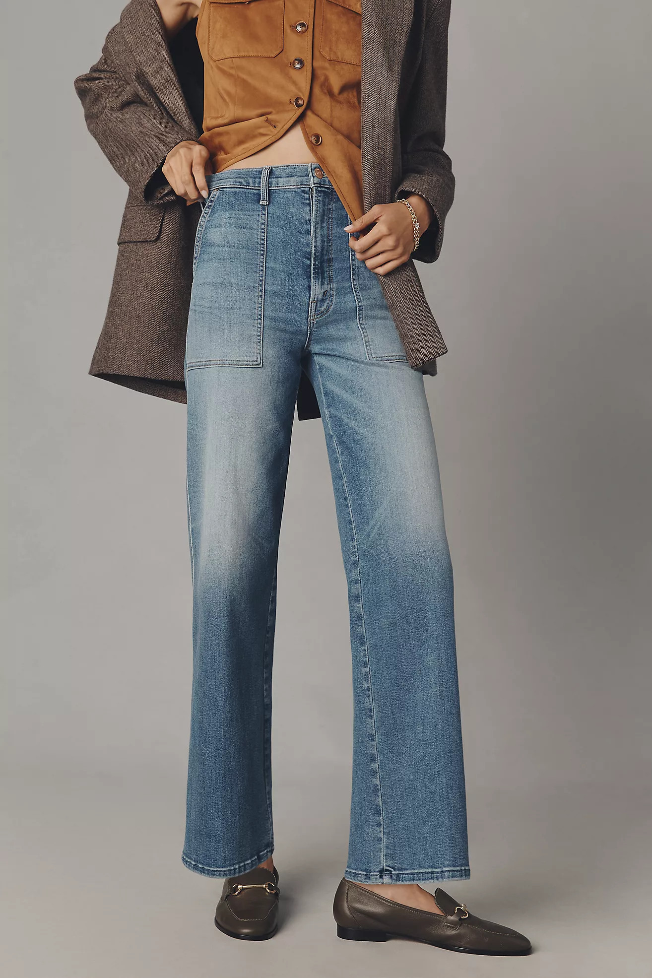 MOTHER Stitch-Up Maven High-Rise Wide-Leg Jeans | Anthropologie (US)