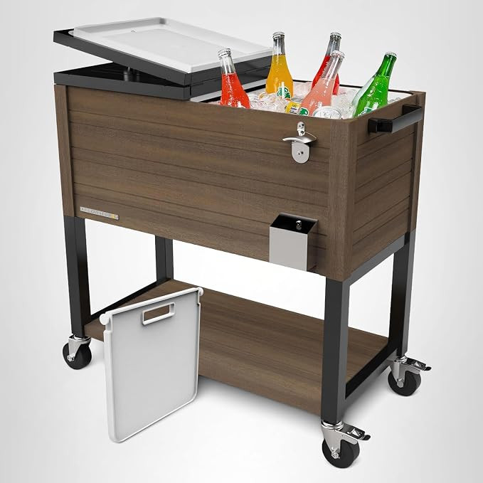 Permasteel 80 Quart Party Cooler, Rolling Ice Chest with Wheels and Handles for Indoor Outdoor Pa... | Amazon (US)