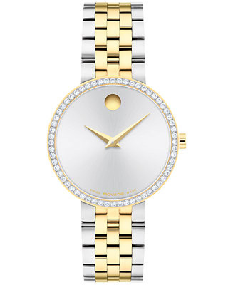 Women's Museum Classic Lab Grown Diamond Swiss Quartz Stainless-Steel Light Yellow PVD Watch, 29.... | Macy's