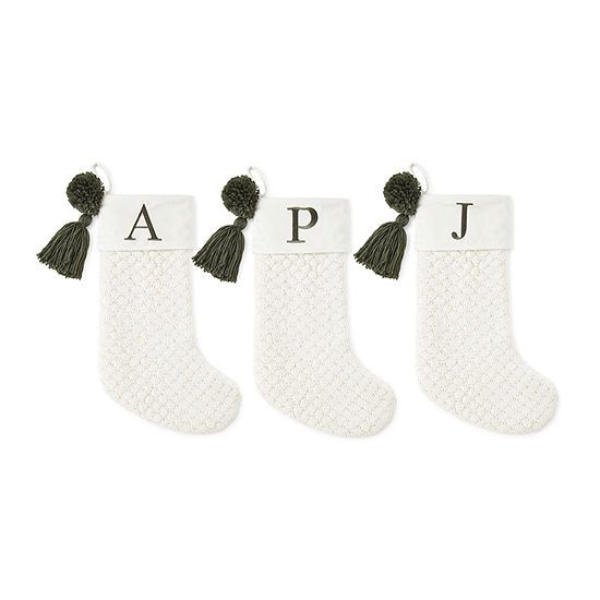 North Pole Trading Co. Oslo Ivory Knit Monogram Christmas Stocking Collection | JCPenney