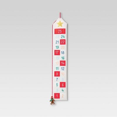 48" Fabric Hanging Christmas Advent Calendar with Gingerbread Man Counter White - Wondershop™ | Target