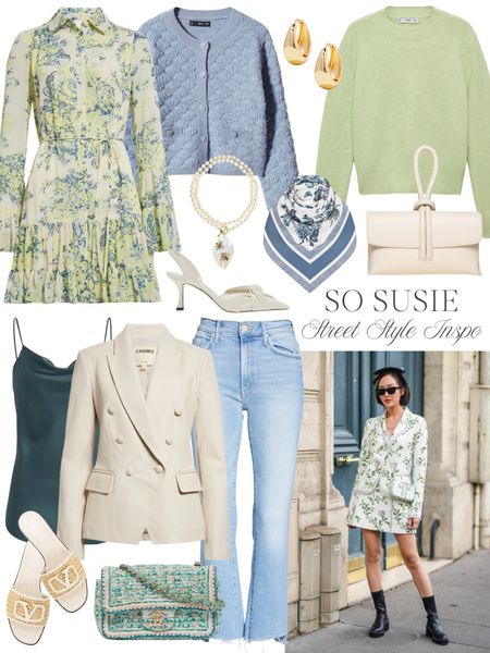 This week's style board inspiration is all about new arrivals and pastel colors! I just ordered this Cinq a Sept floral dress for an upcoming vacation, and it's also going to be perfect for spring festivities. Mango has a ton of great new pieces right now, and this blue textured cardigan is easy to style with other colors. I also love this simple green crewneck for under $50. Oh and I picked up these Valentino slide sandals for vacay and they look good with everything!

#LTKover40 #LTKSeasonal #LTKSpringSale