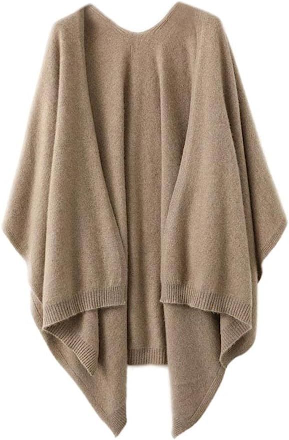 Women's Shawl Wrap Plus Size Cardigan 100% Merino Wool Poncho Cape Fall Winter Open Sweater Coat | Amazon (US)