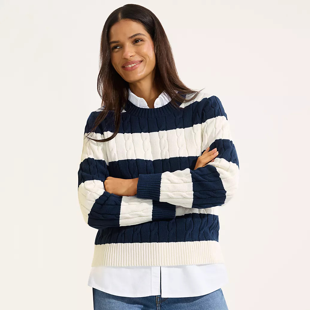 Women's Drifter Classic Cable Crew Neck Sweater | Lands' End (US)
