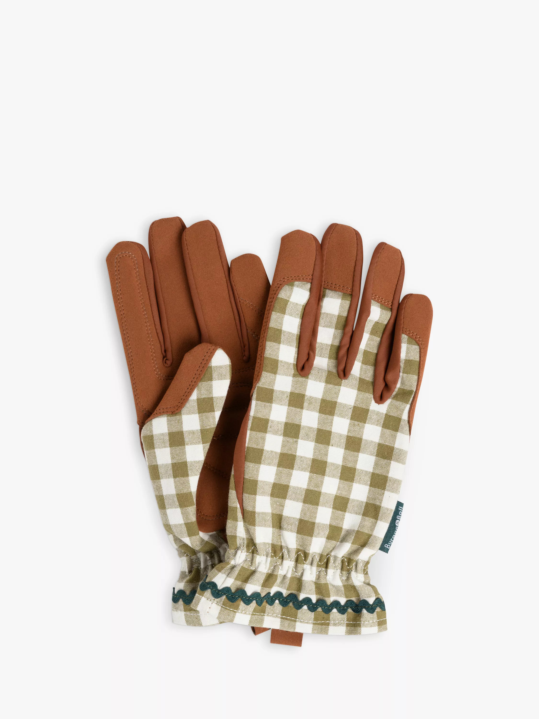 Burgon & Ball Gingham Gardening Gloves, Olive | John Lewis (UK)