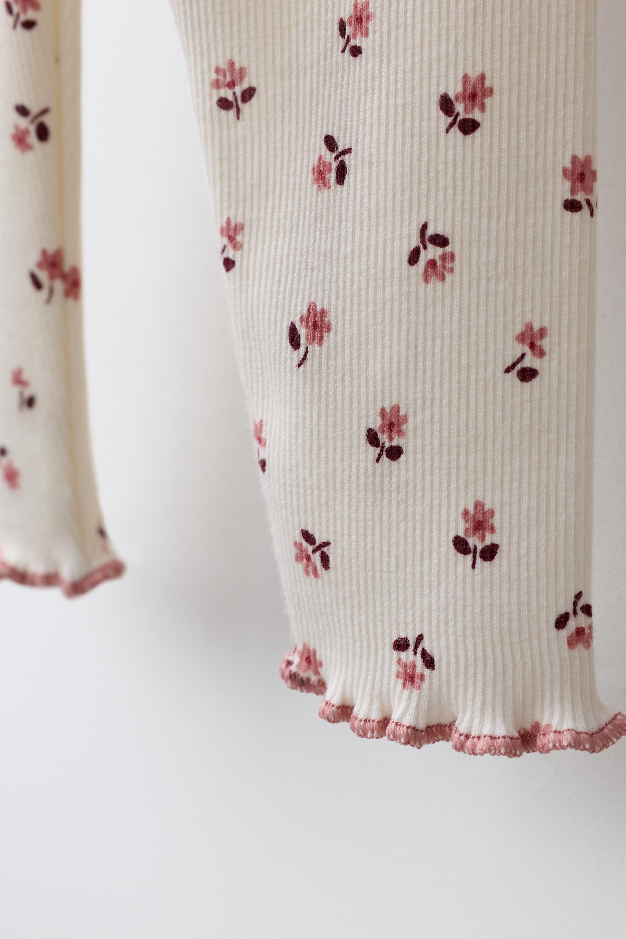 Leggings with an elasticated waistband and lettuce-edge hems. Floral print. | Zara UK